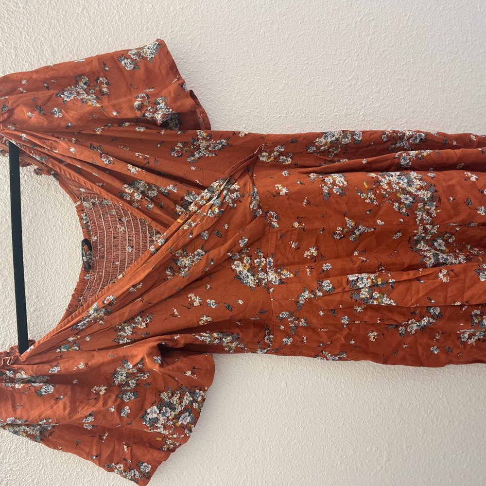 Burnt Orange Floral Romper